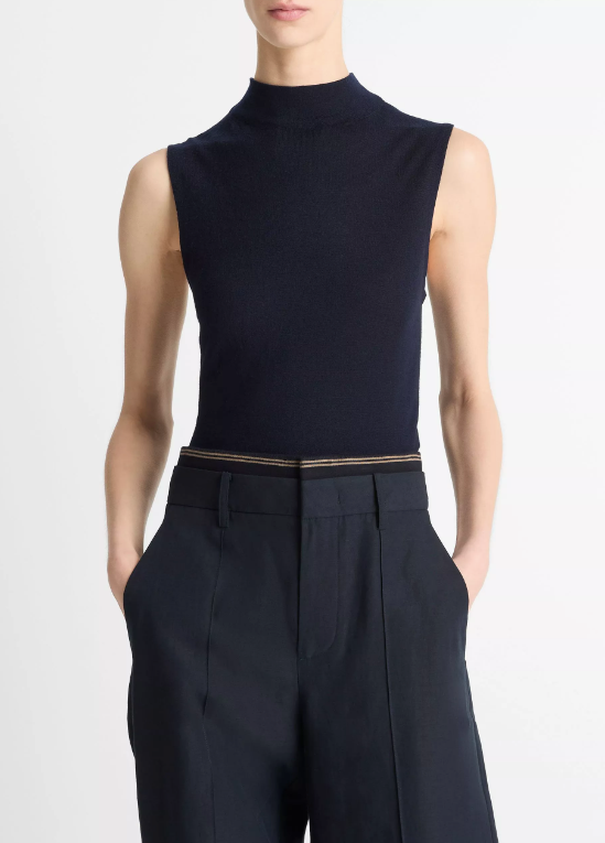 VINCE SLEEVELESS MOCK NECK