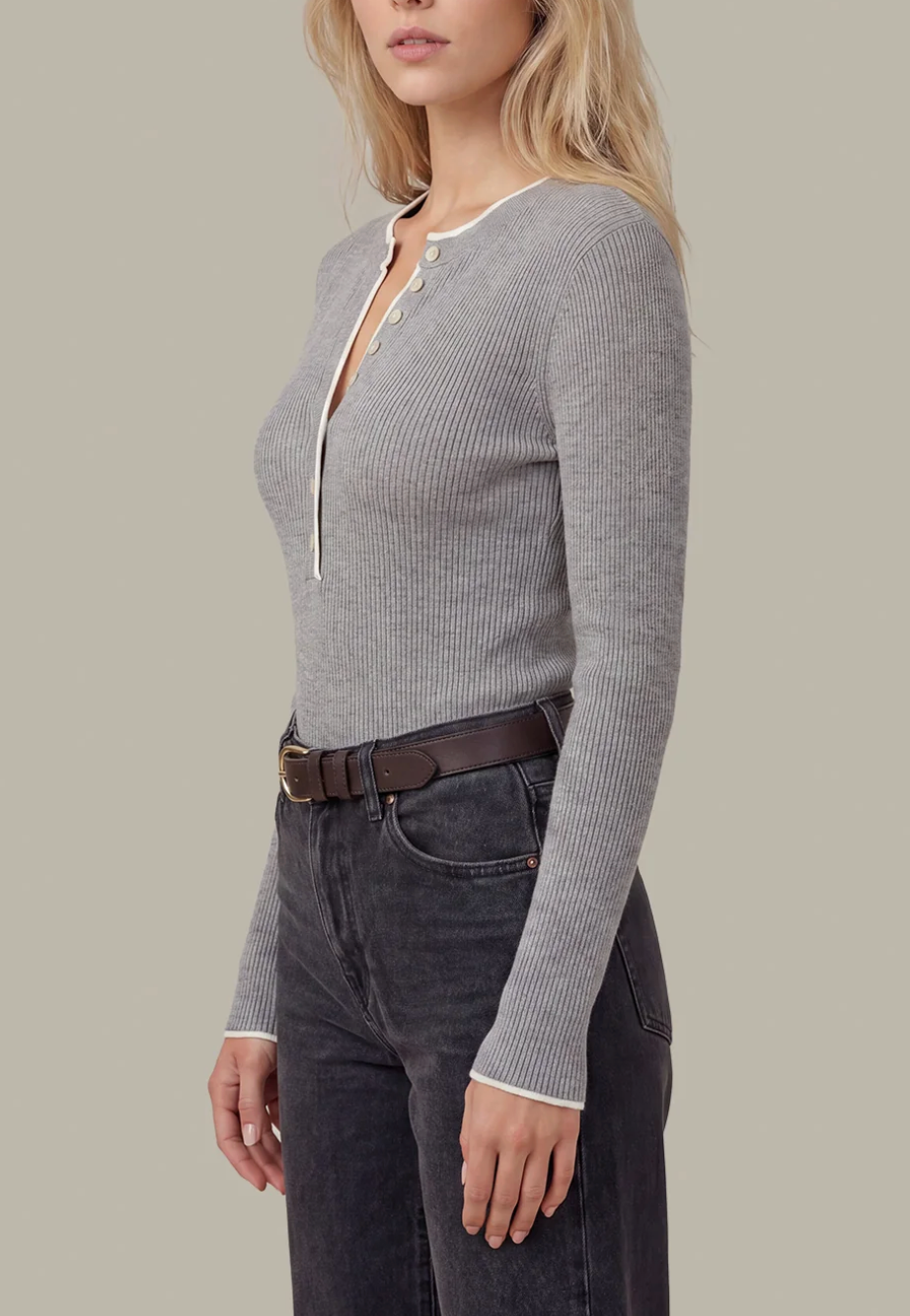 525 AMERICA EMMELINE RIB LAYERED HENLEY