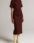VINCE S/S SIDE ROUCHE DRESS