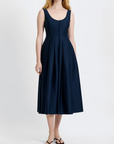 FRENCH CONNECTION COTTON SATEEN MIDI DRESS