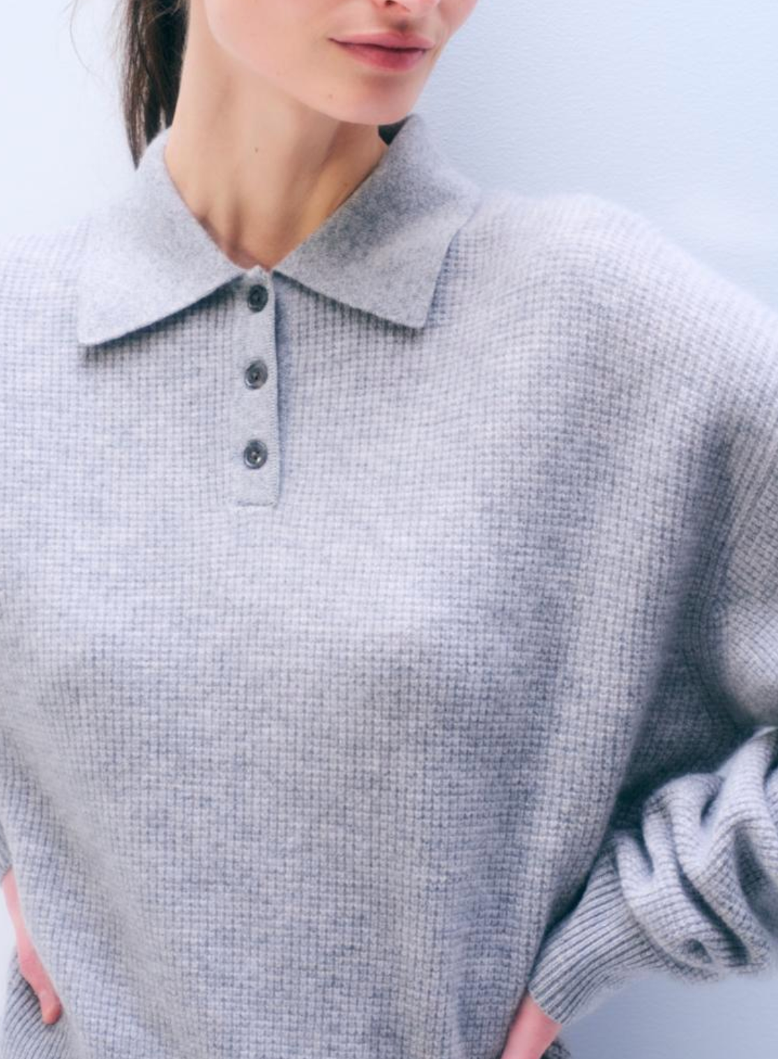 WHITE &amp; WARREN CASHMERE THERMAL POLO