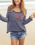 WOODEN SHIPS USA STRIPED COTTON CREW
