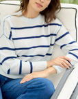 ALASHAN CASHMERE ELOISE STRIPED CREW W/ WHIPSTICH