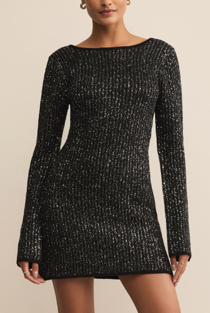 z supply long sleeve dress Z Supply Drea Long Sleeve Black Mini Dress