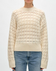 WHITE + WARREN PLUSH ALPACA BLEND OPEN STITCH CREWNECK