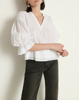 NATION SCARLET PINTUCK BLOUSE