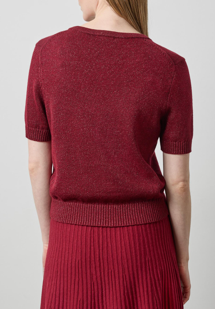 LILLA P SHORT SLEEVE V-NECK SPARKLE SWEATER