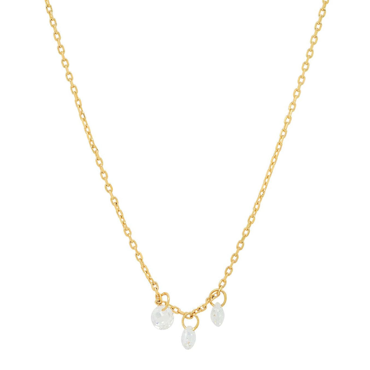 TAI GOLD NECKLACE WITH THREE FLOATING CZ'S