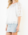 THML GRACIE EYELET PEASANT BLOUSE
