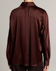 VINCE SILK SATIN DOLMAN SHIRT W/ BACK GATHERS