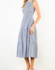 THML NOELLE GINGHAM SMOCKED MAXI DRESS