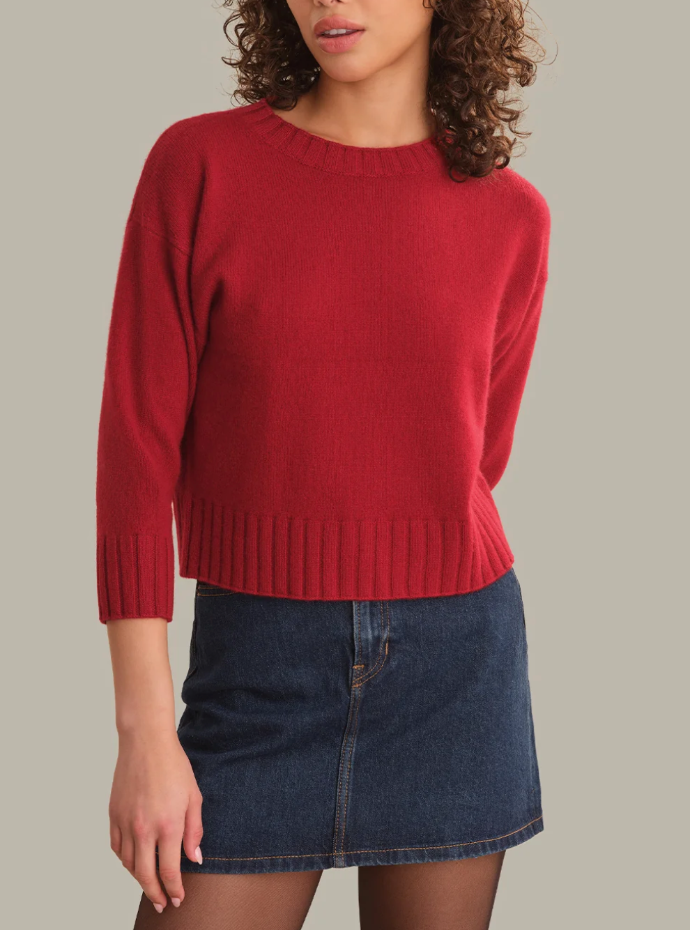 525 AMERICA ELLIS 3/4 SLEEVE CASHMERE PULLOVER