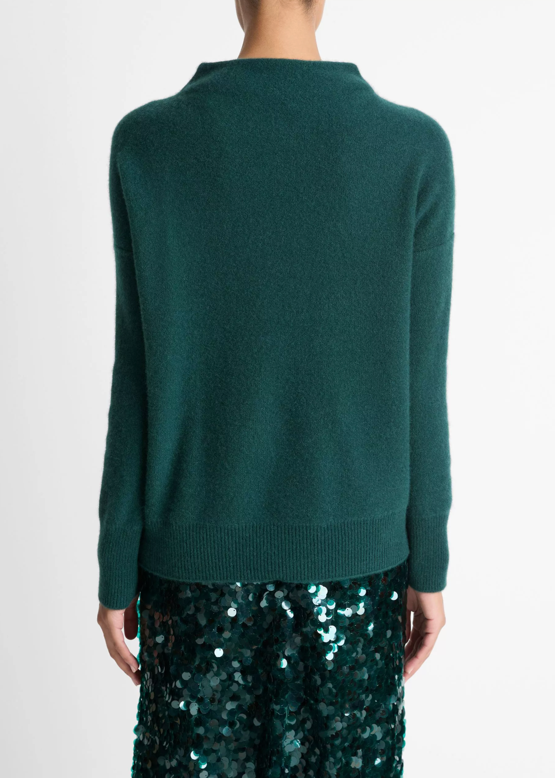 VINCE BOILED FUNNEL NECK PULLOVER