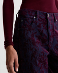 AG HATTIE HIGH RISE BARREL CROP VELVET JAZZ BERRY