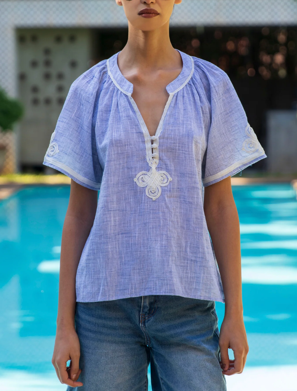 ROSE AND ROSE FOXGLOVE SHORT SLEEVED TOP