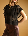 MIOU MUSE LACE SCALLOPED TOP