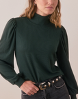 MARINE LAYER LEXI RIB PUFF SLEEVE TURTLENECK