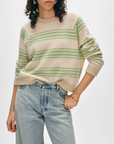 WHITE + WARREN CASHMERE BLANKET STRIPE SWEATSHIRT