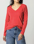 LILLA P LONG SLEEVE V NECK