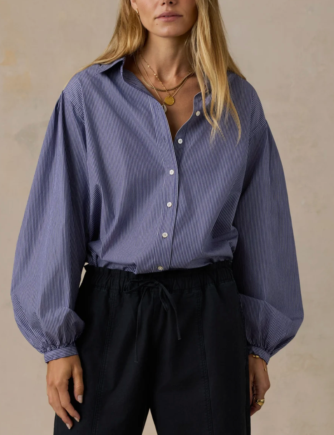 FAHERTY COASTAL POPLIN SUKI BLOUSE