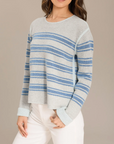 ALASHAN COTTON CASHMERE MULTI STRIPE PLAITED REVERSIBLE PULLOVER