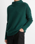 VINCE BOILED FUNNEL NECK PULLOVER