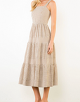 THML THIN STRAP GINGHAM TIERED DRESS