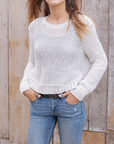 WOODEN SHIPS MAURA CROPPED MARLED CHUNKY TOP COTTON
