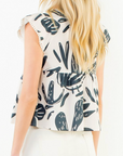THML AVA LEAF PRINT SMOCKED TOP