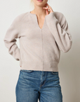 LILLA P SPLIT NECK RAGLAN PULLOVER