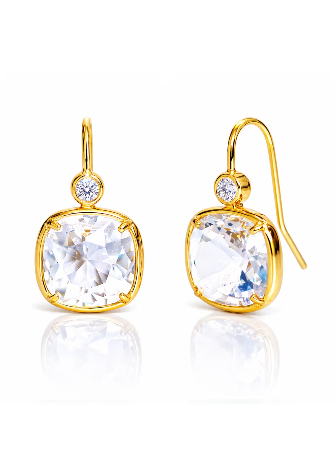 TAI CLASSIC GOLD DROP EARRING WITH FACETED STONE