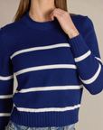 ALASHAN COTTON CASHMERE DIANA STRIPE CHUNKY CREW