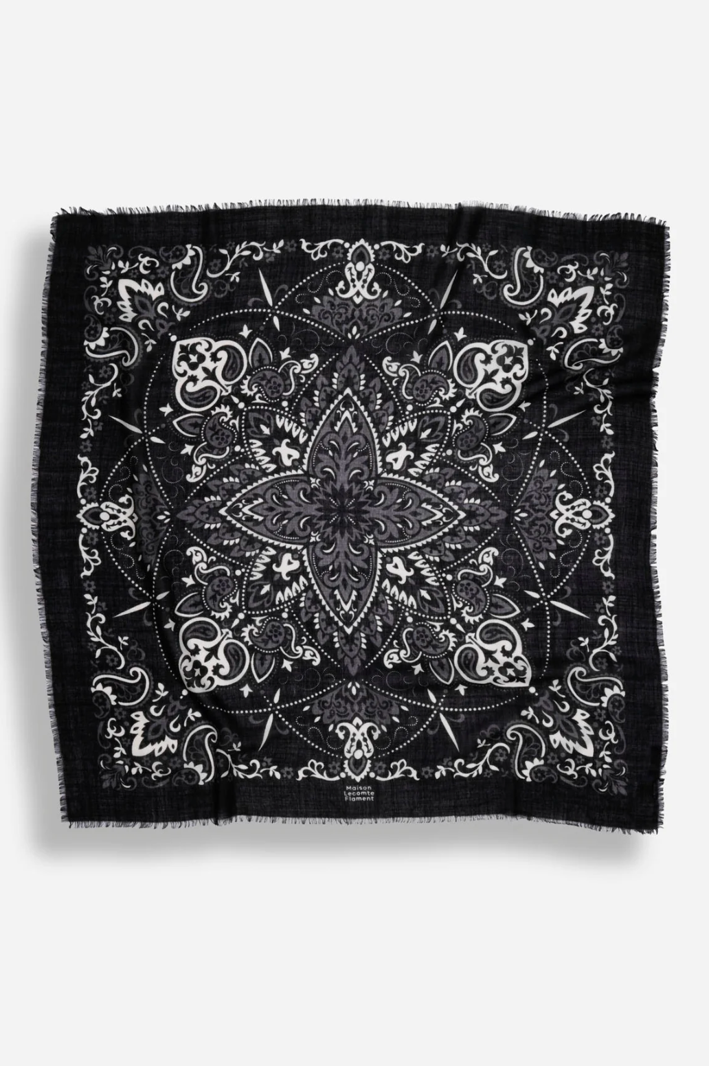 MAISON LECOMTE FLAMENT WOOL &amp; SILK BANDANA SCARF