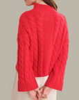 525 AMERICA ADALYNN OVERSIZED CHUNKY CABLE MOCK NECK PULLOVER