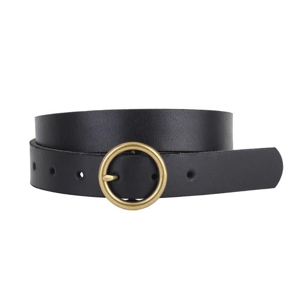 MOST WANTED USA SMALL CIRCLE BUCKLE LEATHER BELT