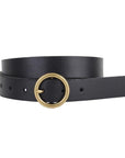 MOST WANTED USA SMALL CIRCLE BUCKLE LEATHER BELT