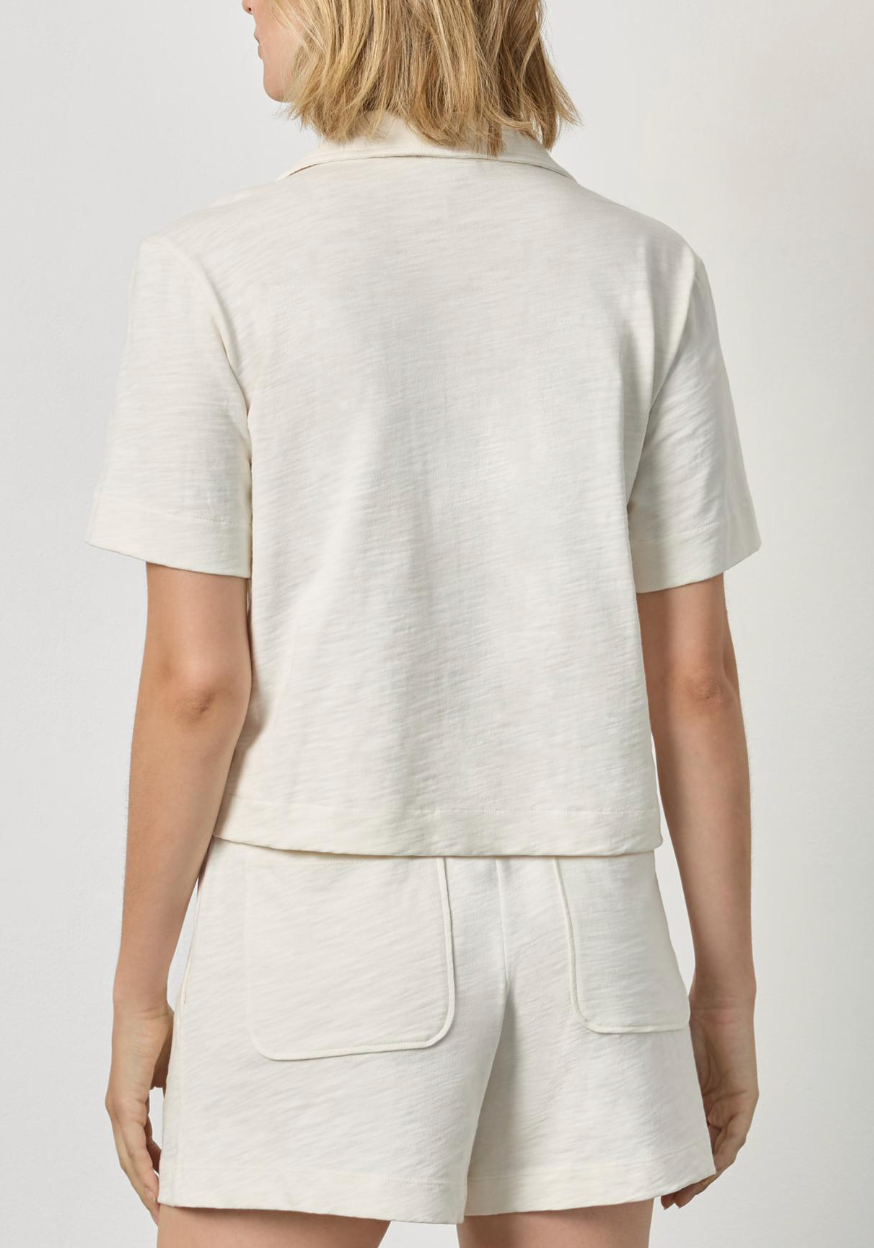 LILLA P ELBOW SLEEVE BUTTON DOWN TEE