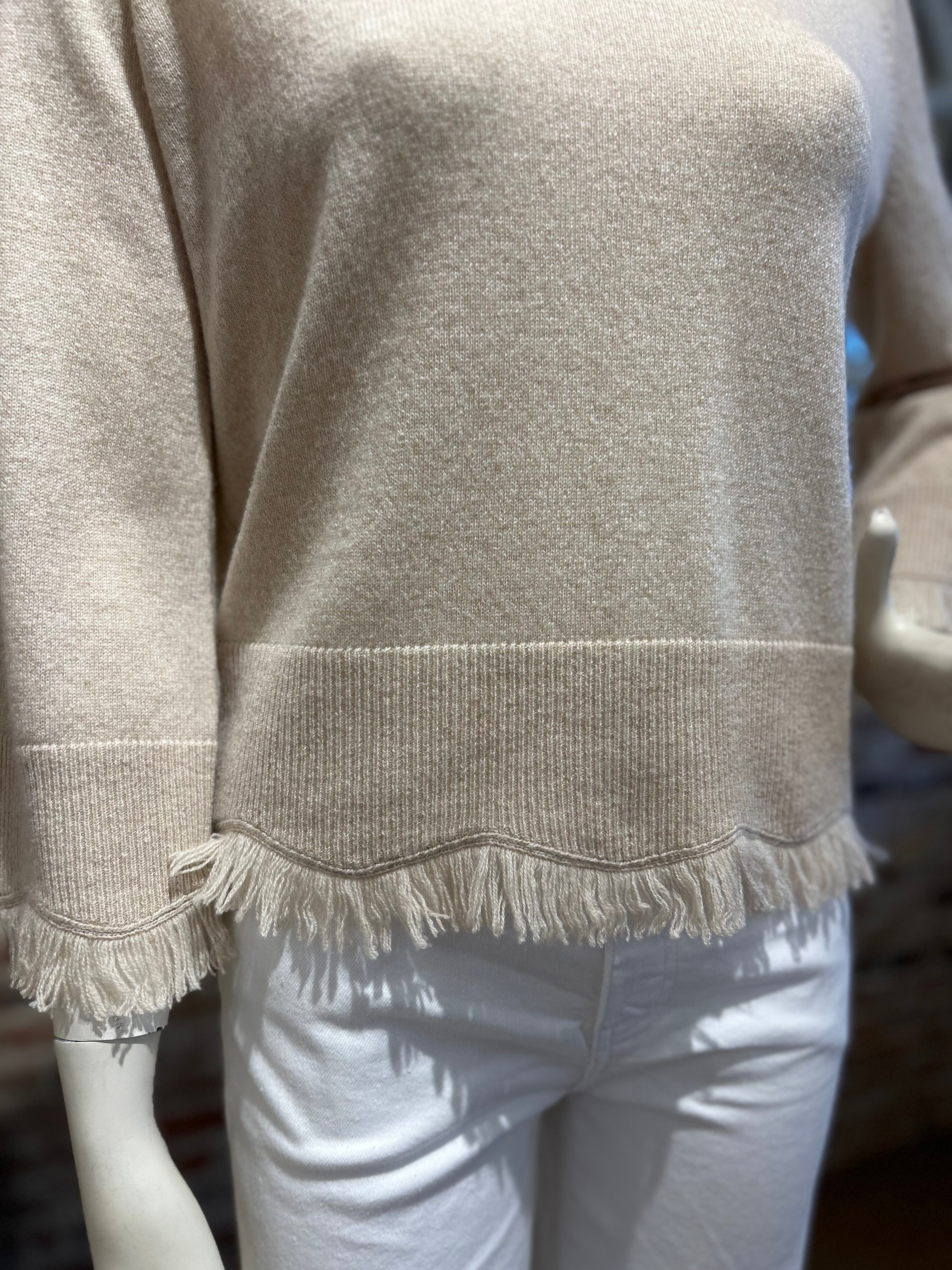 AUTUMN CASHMERE SCALLOPED EDGE FRINGE CREW