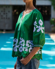 ROSE AND ROSE GLADIOLA DAISY APPLIQUE TOP
