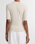 VINCE STRIPED ELBOW SLEEVE CREW
