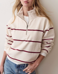 MARINE LAYER CLOUD 9 HALF ZIP SWEATSHIRT WIDE STRIPE