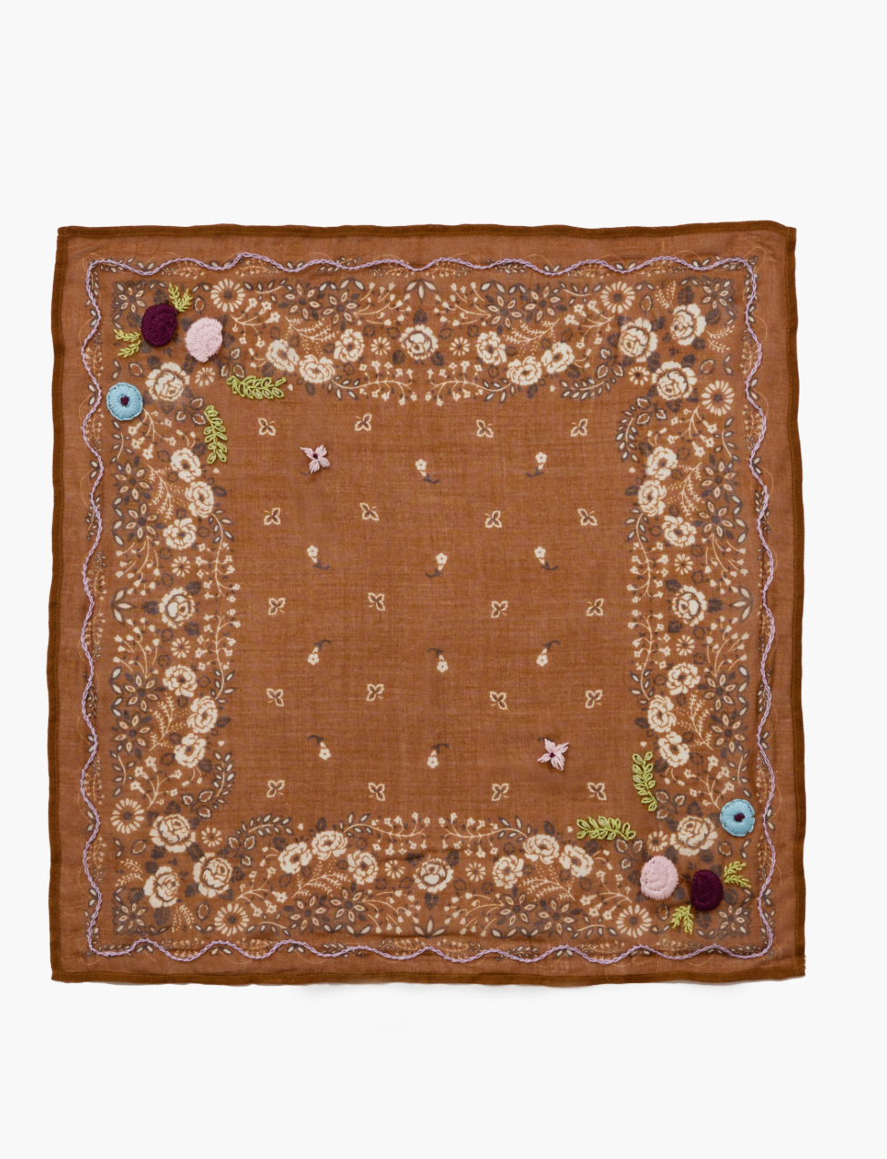 CHAN LUU EMBROIDERED FLORAL BANDANA