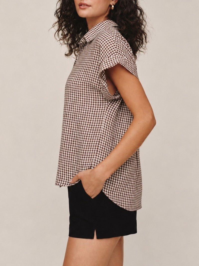 BELLA DAHL SHORT ROLL SLEEVE SHIRT