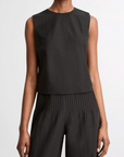 VINCE LINEN CREW NECK SHELL