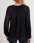 BELLA DAHL PLEATED SLEEVE RAGLAN PULLOVER