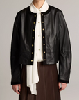VINCE LEATHER CROPPED JACKET