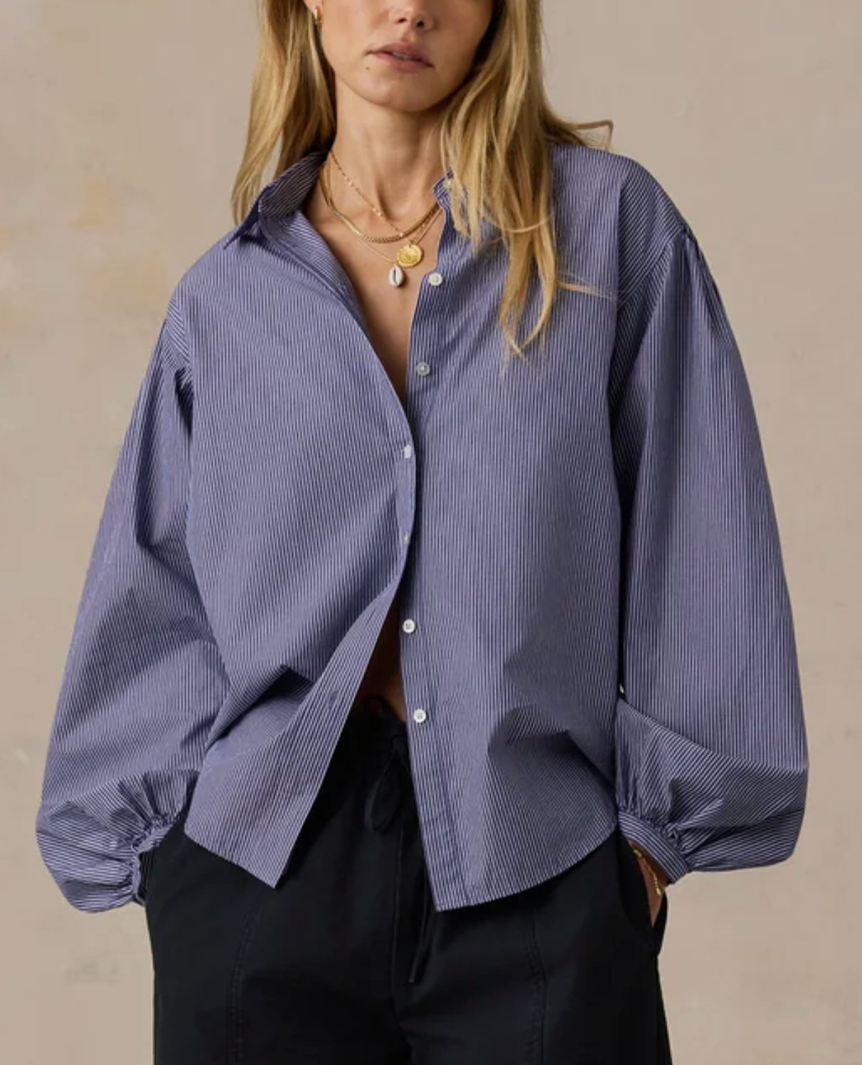 FAHERTY COASTAL POPLIN SUKI BLOUSE