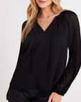 BELLA DAHL PLEATED SLEEVE RAGLAN PULLOVER