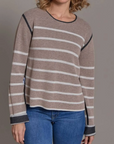 ALASHAN CASHMERE COTTON PLAITED REVERSIBLE STRIPE PULLOVER