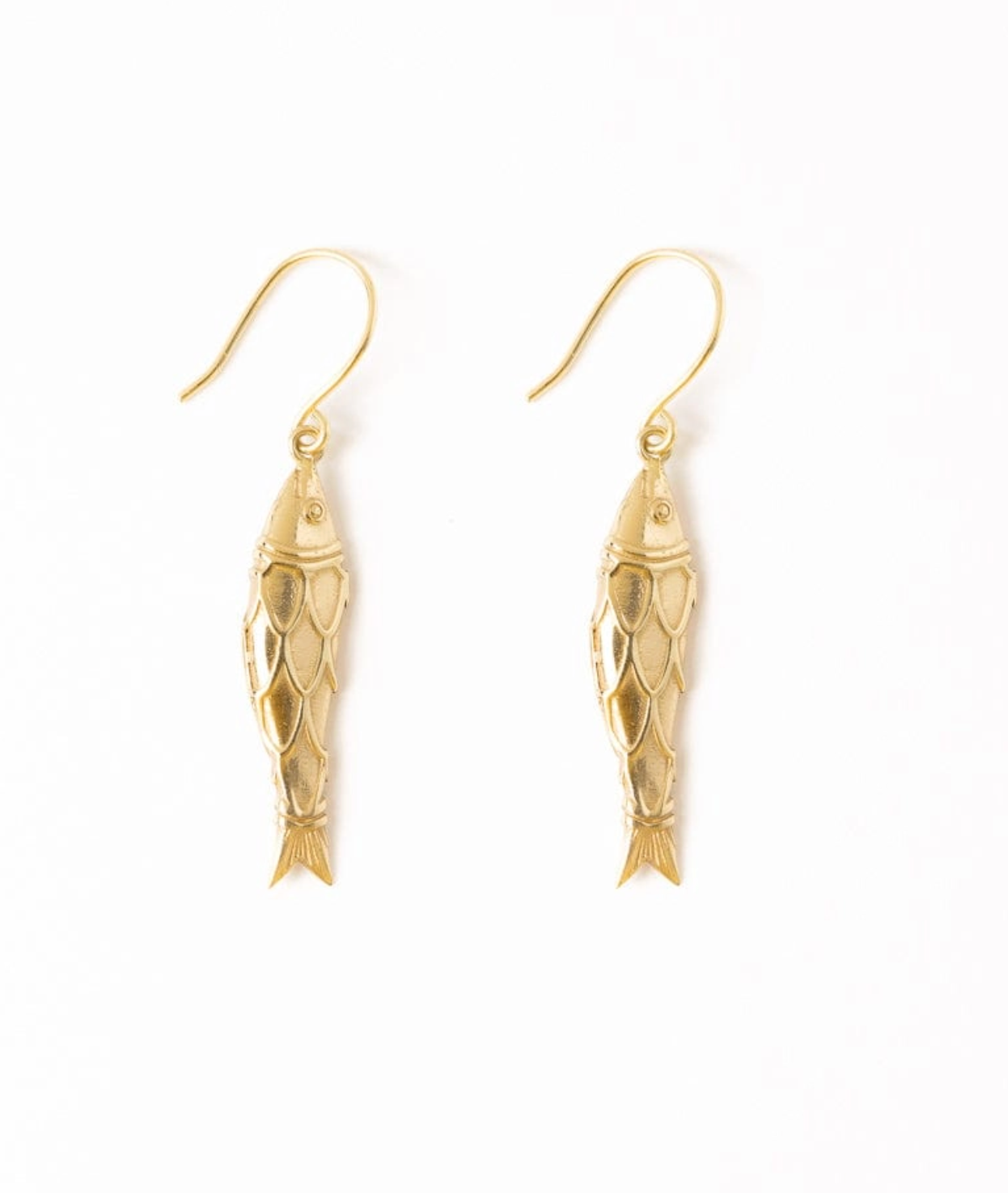 INK + ALLOY SALLY FISH DIMENSIONAL DANGLE EARRINGS BRASS